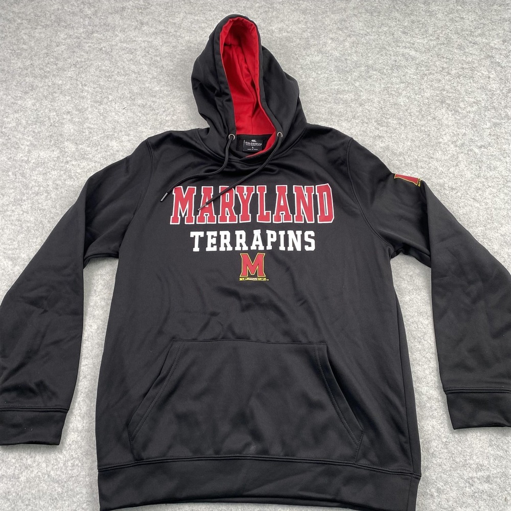 Maryland Terrapins Hoodie Sweatshirt Mens Large Black NCAA Football Colosseum